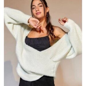 URBAN OUTFITTERS Kane Wrap Top Cozy Sweater, Mint Green, Sz XXL